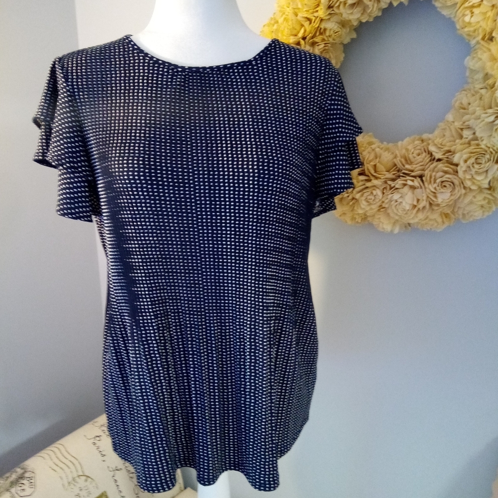 Adrianna Papell navy & ivy SM dots blouse